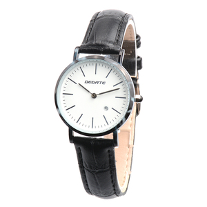 Montre-bracelet à quartz pour femme avec cadran rond Affichage en cuir noir et boîtier en alliage Charme pour femme à la mode en vente - Product Image 5