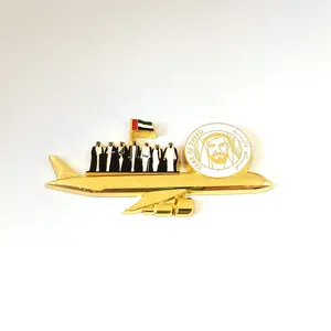 免费模具阿联酋飞机形状阿联酋国旗扎耶德国庆节纪念品礼品别针胸针