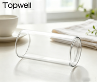 Tasse en verre borosilicate TOPWELL 300 ml et 500 ml sans anse, style moderne, résistante à la chaleur, compatible micro-ondes et lave-vaisselle