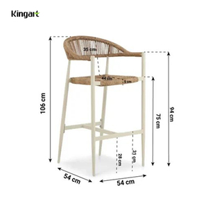 เก้าอี้อะลูมิเนียมวางซ้อนกันได้มีเชือกทอกันน้ำใช้กลางแจ้งสำหรับสวนบาร์ - Product Image 5