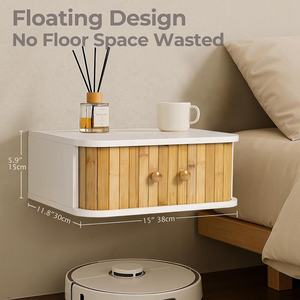 Table de chevet flottante maison meubles de chambre à coucher <span class=keywords><strong>lit</strong></span> en bois tenture latérale murale table de nuit Tables de chevet - Product Image 6