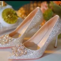 Escarpins Mariage Femme à Paillettes Françaises et Strass, Talons Fins Ne Fatiguant Pas les Pieds, avec Cristaux