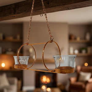 Support de bougie suspendu en laiton artisanal ultime, design circulaire, décoration d'intérieur, porte-bougie vide - Product Image 2