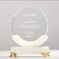 Trophée en cristal de marbre personnalisé de haute qualité Prix de gros bon marché Plaque en cristal ronde pour cadeau de remise de diplôme