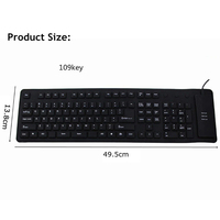 Anpassbare Faltbare Silikon-Tastatur mit 109 Tasten, USB-Kabelgebunden, Wasserdicht, Aufrollbare Tastatur für PC, Notebook und Laptop