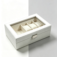 Boîte de rangement pour montres en PU blanc, 6 emplacements pour montres, fenêtre en verre transparent, verrouillage, organisateur pour la maison, cadeau d'anniversaire, cadeau d'entreprise, logo personnalisé