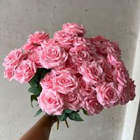 Rose vif Artificielle Rose Fleurs 9 Têtes Soie Blanc Roses Fleur Rose Pour La Maison De Mariage Nouvel An De Noël Saint Valentin Décor