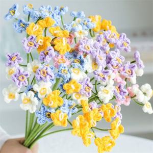 Ramo <span class=keywords><strong>de</strong></span> Flores <span class=keywords><strong>de</strong></span> No Me Olvides Tejido a Mano, Tejido <span class=keywords><strong>de</strong></span> Lana, Simulado, Hecho a Mano, Decoración del Hogar, Regalo, Flor <span class=keywords><strong>de</strong></span> Mano - Product Image 2