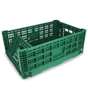 Cassa di immagazzinaggio di plastica dura pieghevole del supermercato cassa pieghevole dei contenitori del cestino di trasporto della verdura della frutta - Product Image 2