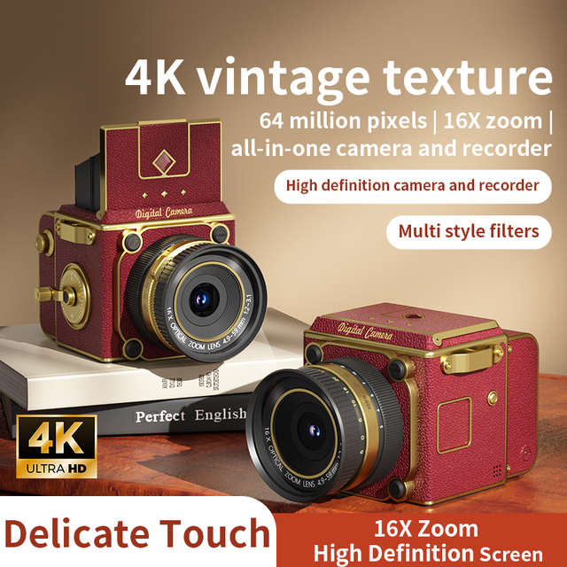 2026 Retro Portable Mini Camera Ornaments Student Portable CCD Camera Atmosphere Decorative Twin Reverse Digital Camera