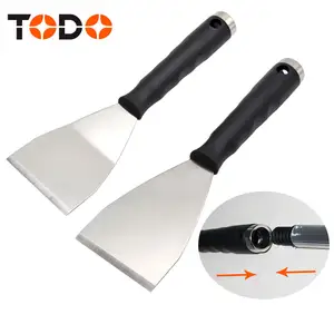 TODO Stiff Long Handle Curved Blade Stainless Steel Scraper With Screw Ending