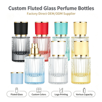 Flacon pulvérisateur de parfum vide en verre côtelé avec logo personnalisé, rechargeable, pour l'emballage de parfum