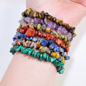 Bracelet extensible en perles de pierres précieuses naturelles faites à la main, coloré, en cristal naturel, pierres de guérison, cadeau Reiki, vente en gros - Product Image 1