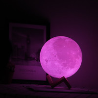 Usine pas cher 3D imprimé lune lampe colorée tactile USB LED veilleuse rechargeable veilleuse pour la décoration intérieure cadeau créatif