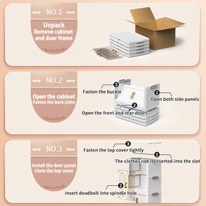 Vente en Gros de Chambre à Coucher Armoire Simple Pliable en Plastique Polyvalente Armoire Portable à Assemblage Automatique Multicouche avec Roues - Product Image 5