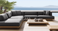 Ensemble canapé moderne d'extérieur en bois de teck résistant aux intempéries Villa de luxe Hôtels Patio Jardin Loisirs pour salon et parc