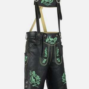 Auténticos pantalones de cuero Lederhosen alemanes negros para festivales, tallas europeas del 46 al 62, en stock. - Product Image 1