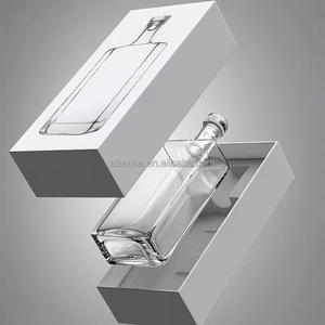 Bouteille de liqueur carrée 250ml 500ml <span class=keywords><strong>Gin</strong></span> Whisky Vin Vodka Bouteille en verre pour brandy rhum avec liège synthétique - Product Image 3