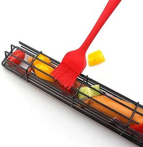 Pinza para parrilla de barbacoa con malla y mango de madera, antiadherente, electrochapada, para carbón, para camping, moderna, para exteriores - Product Image 4