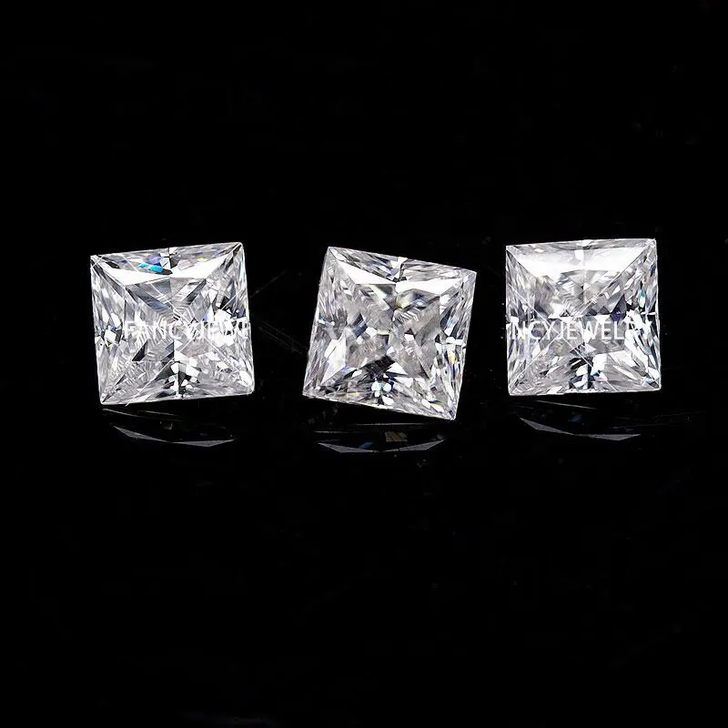 Wholesale price excellent cut Square DEF VVS 2.5x2.5-10x10mm princess cut moissanite diamond
