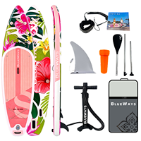 Planche à pagaie gonflable ultra-stable 11'x33"x6" pour adultes et animaux de compagnie, SUP rose tropical de 15 cm d'épaisseur, planche haute capacité