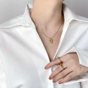 Gioielli donna alla moda in acciaio inox oro placcato 18K collane a forma di cuore amore collana regalo per lei - Product Image 3