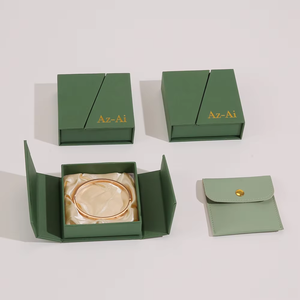 Caja de cartón cuadrada de doble puerta con logotipo personalizado EQ para joyería, collar, colgante, cierre de hebilla de lujo para graduación - Product Image 3