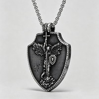Collier pendentif en acier inoxydable en forme de croix de l'archange Saint Michel, protecteur des hommes et des femmes, religieux catholique