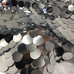 Tùy Chỉnh Giá Cả Hợp Lý Rxf2400 22Mm Lớn Matte Tulle Sequins <span class=keywords><strong>Net</strong></span> Thời Trang Ren Thêu Sequin Vải Cho Đảng - Product Image 2