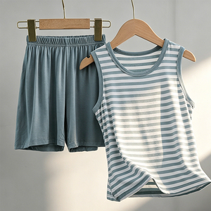 Ensemble haut pour garçons et sous-vêtements pour filles, pyjama pour enfants, débardeur en modal, matière douce et extensible, short de maison pour enfants - Product Image 3