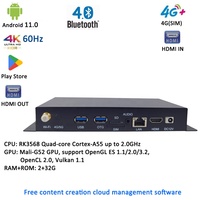 Boîtier TV Android RK3568 4K UHD avec sortie et entrée HDMI, module 4G, lecteur multimédia CMS pour affichage numérique en réseau large zone 2+32G