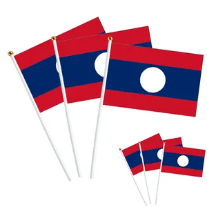 Bendera melambai tangan kustom bendera mini nasional dicetak bendera Mini genggam untuk dijual