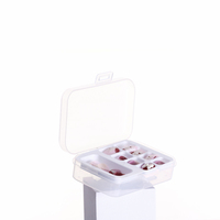 Boîte de rangement pour pointes d'ongles cosmétiques, en plastique, carrée, transparente, vide, type coquille, pour décorations d'ongles