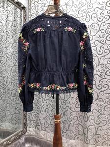 <span class=keywords><strong>Camicia</strong></span> di alta qualità nuova camicetta 2025 autunno <span class=keywords><strong>donna</strong></span> ricava pizzo ricamato manica lunga <span class=keywords><strong>blu</strong></span> scuro vino rosso cotone camicie di <span class=keywords><strong>lino</strong></span> - Product Image 2
