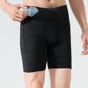 Solid Color Workout Biker Shorts Quick Dry Running Gym Shorts Men Athletic Compression Shorts