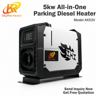 Chauffage diesel vertical OkyRie AX53V certifié CE ROHS 5KW avec écran LCD pour fourgonnette et camping-car