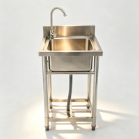 Évier utilitaire commercial en acier inoxydable à cuve unique, résistant à la corrosion, pour cuisine de restaurant