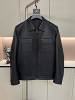 Veste en cuir véritable courte pour homme, style rétro, manteau en peau de mouton avec col carré classique, vêtements d'extérieur pour affaires et occasions décontractées