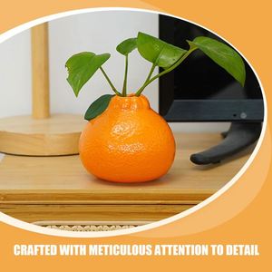 Orange Shaped Decorative <b>Vase</b>, <b>Small</b> Hydroponic Plant Pot, Faux Ceramic Style Tabletop Flower Holder for Office, Home Decor - Product Image 4
