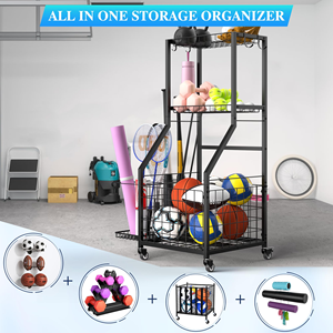 Sports Equipment <b>Storage</b> Organizer Rack Ball <b>Storage</b> Shelf Garage Ball Organizer Sports Equipment Basketball <b>Storage</b> <b>Cart</b> - Product Image 5