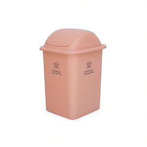 Recycling Waste <b>Bin</b> 18 Lt PP Rectangular with <b>Lids</b> Rolling Cover Flip <b>Lid</b> Pink Saturated for Kitchen Bathroom Use - Product Image 3