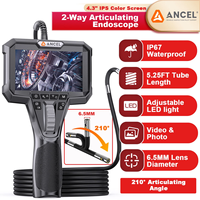 Endoscope industriel professionnel à double objectif avec écran IPS de 4,3 pouces pour l'inspection automobile et des canalisations - AN302 (6,5 mm, 1080P)