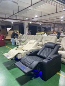 सफेद + काले बड़े आकार सिनेमा एकल सीट कुर्सी घर सिनेमा सोफे वास्तविक चमड़े के घर थिएटर फर्नीचर इलेक्ट्रिक रिक्लियर सोफा - Product Image 3