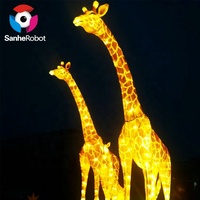 Riesige Outdoor-Giraffen-Laterne aus Chinesischem Seidenstoff als Tierfigur-Beleuchtung für Weihnachten & Festliche Gartendekoration