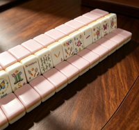 Generals Hemp Rose-Pink Three-Layer Sandwich Acrylic American-Style Mahjong Butterfly Dance Print All-Match Joker