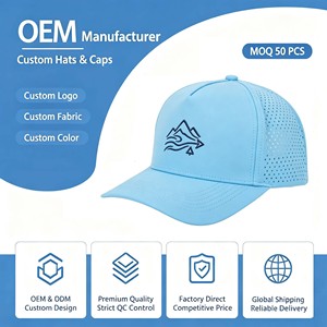 New Arriving Quick-drying Blank Custom 5 Panel Structured <b>Hats</b> White Snapback Fitted Sport <b>Waterproof</b> Perforated Hole Cap <b>Hat</b> - Product Image 1