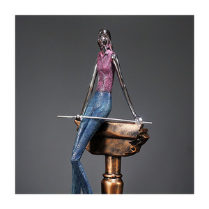 Venta al por mayor hogar sala de estar <span class=keywords><strong>Club</strong></span> bar decoraciones retro elegante decoración artículos resina billar jugador estatua figura abstracta estatuilla - Product Image 5