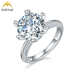 Goldleaf Jóias Personalizar <span class=keywords><strong>18K</strong></span> Banhado A Ouro Branco 925 Sterling Silver Casamento Noivado 5CT Moissanite Anel - Product Image 1