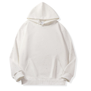 Sweat à capuche en coton 320g coupe ample anti-plis pour homme, couleur unie, collection automne - Product Image 5