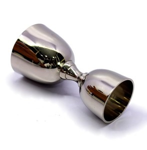 Jigger double en acier inoxydable, tasse à mesurer pour shots, finition argentée polie, outil de mesure pour bar à cocktails et barman - Product Image 1
